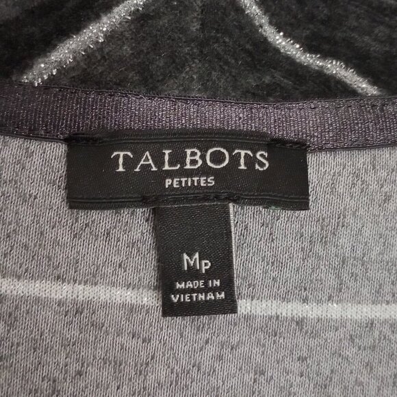 Talbots Grey Velour Metallic Striped Cowl-Neck Tunic Top - Picture 3 of 8